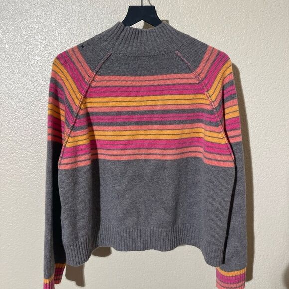 Collaboration Striped Gray Sweater with Pink and Orange Accents - Picture 2 of 7